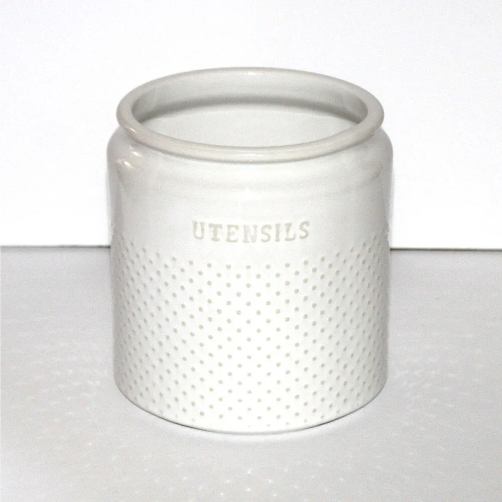 Better Homes & Gardens Modern Farmhouse Utensil Holder large white stoneware 7
